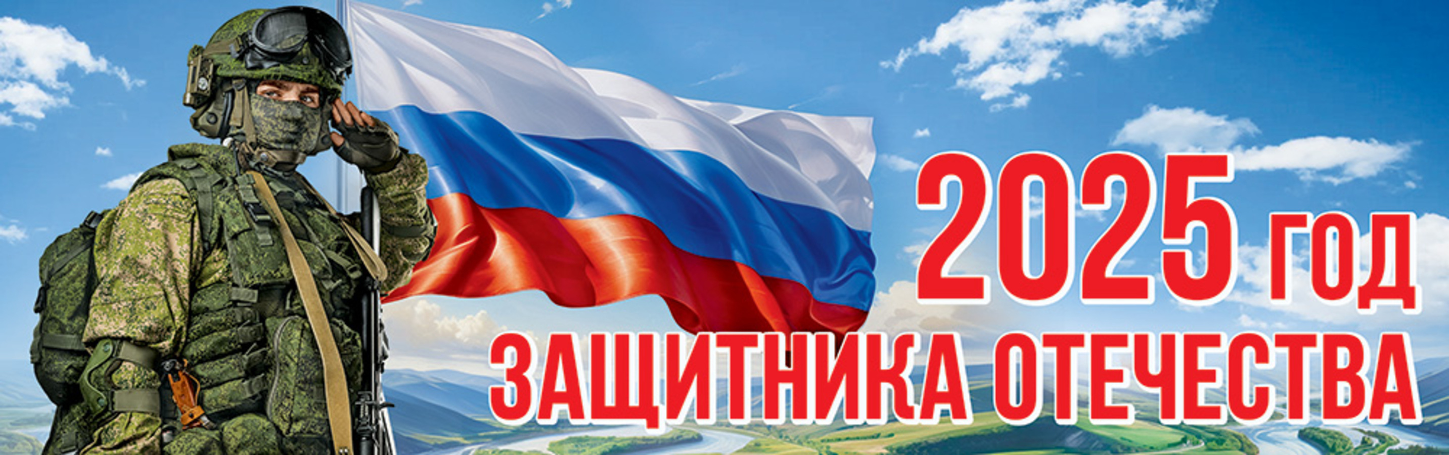 

5.0000887 Плакат-полоска 926х291мм 2025 год Защитника Отечества
